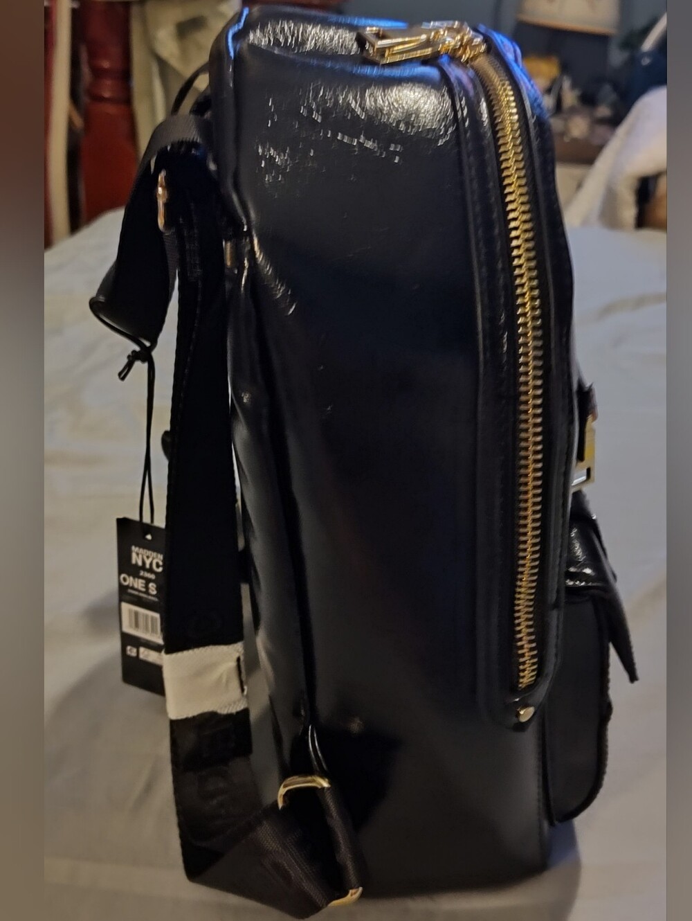 NWT! Black Embossed Patent Mini Backpack - Picture 4 of 13